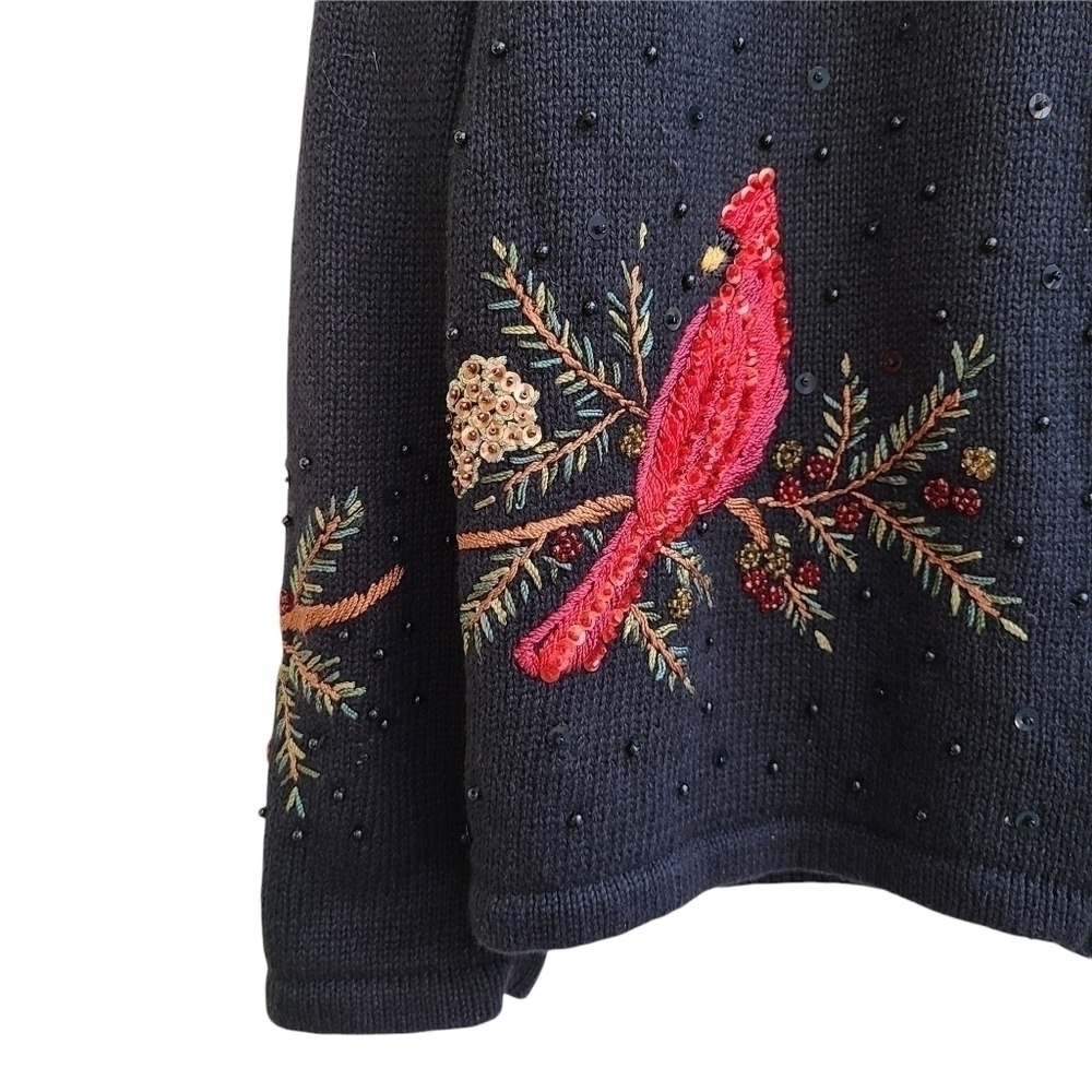 Tiara International Christmas Collection 2004 Beaded Cardigan Sweater, Size L - Picture 4 of 9